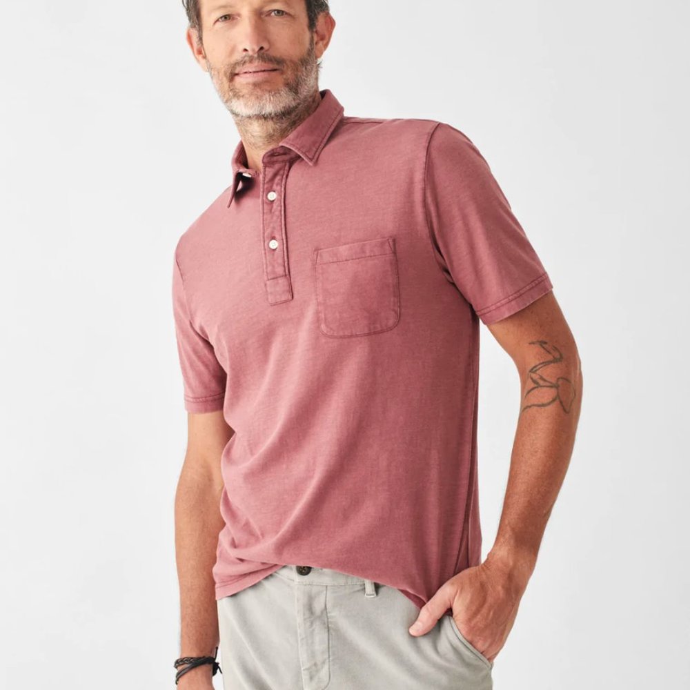 Faherty Sunwashed Polo- Wine